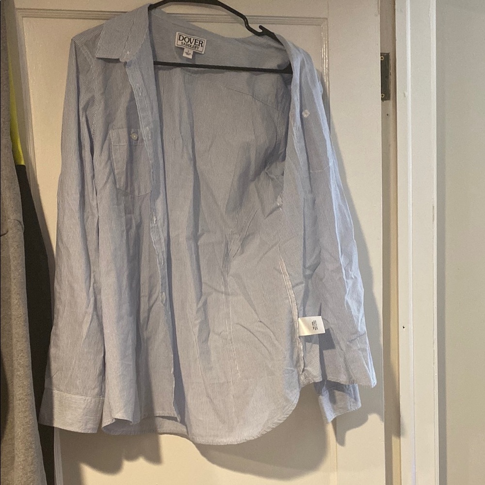 Blue Button Down Shirt with Long Sleeves and Relaxed Fit